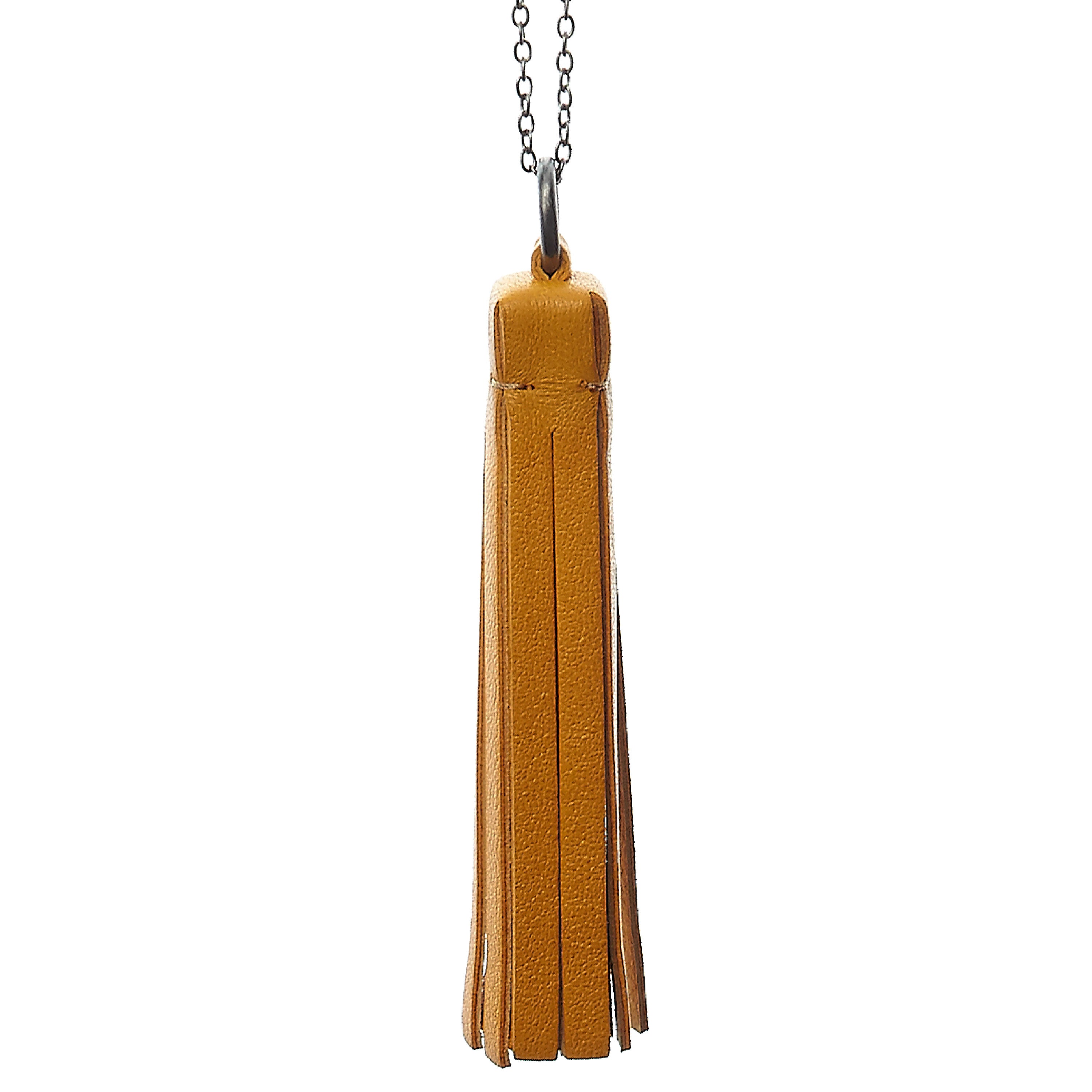 Bee Queen Necklace with Honey Leather Tassel and Bees