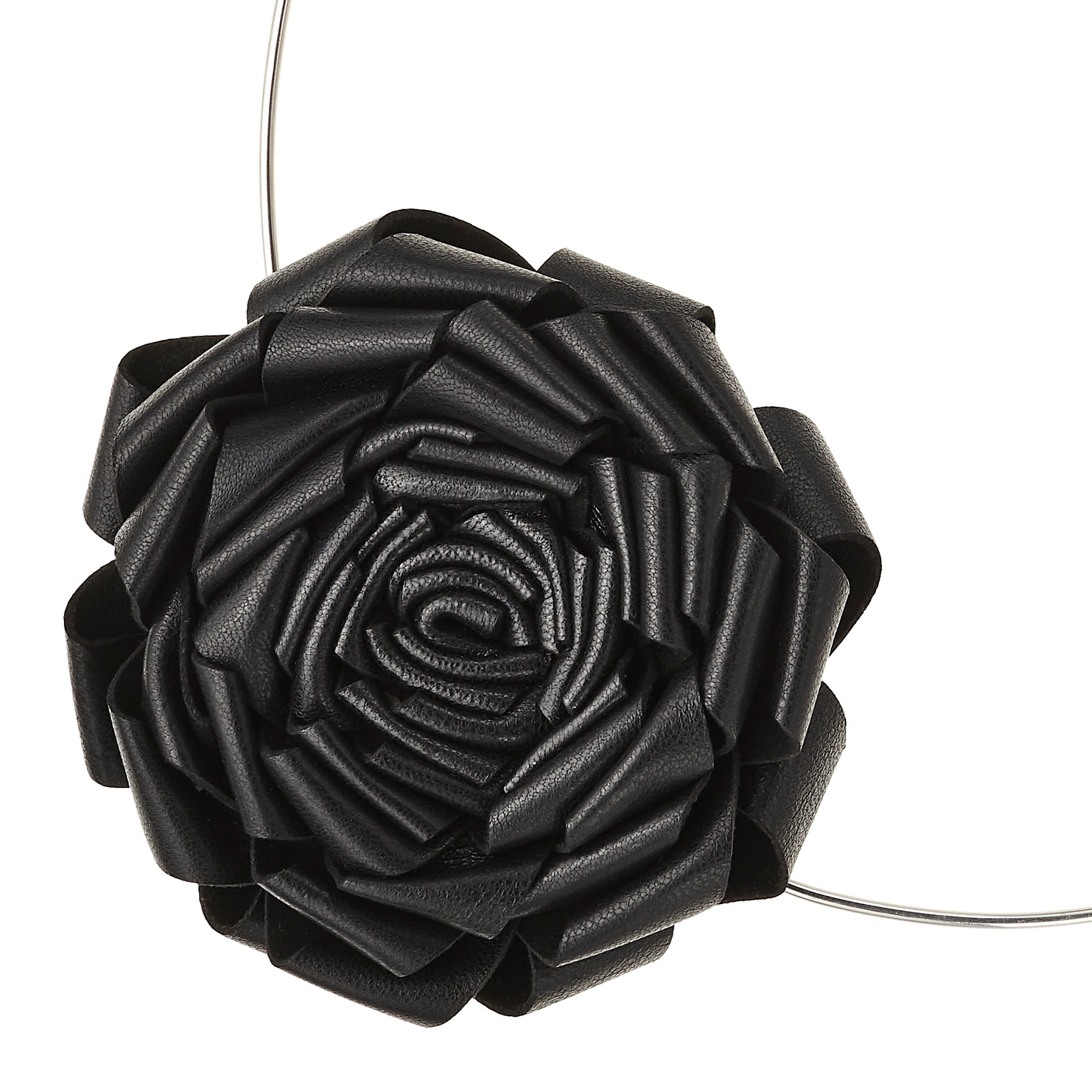 Collana Roses in pelle nera