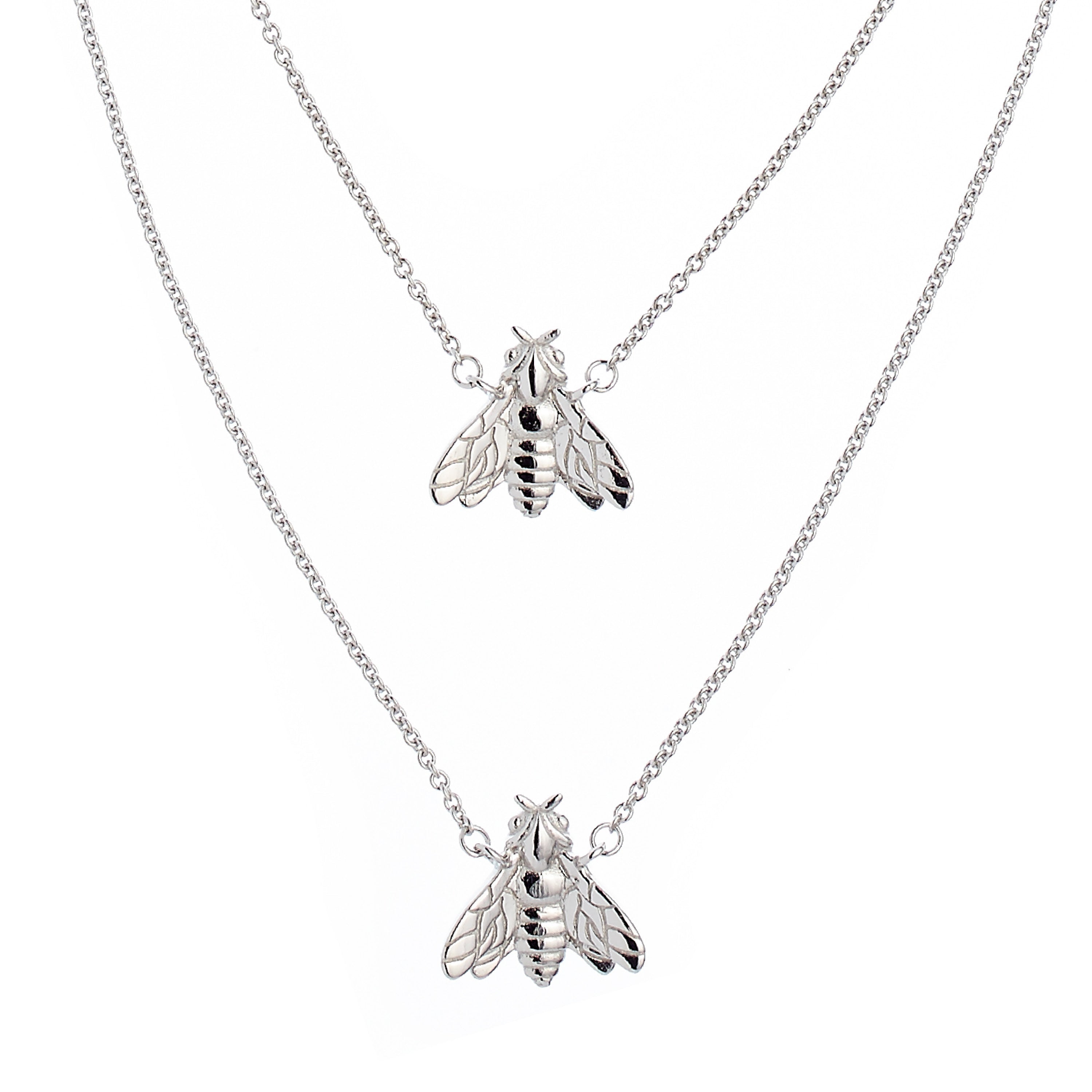 Bee Queen Short Necklace with Single Bee and Zircons