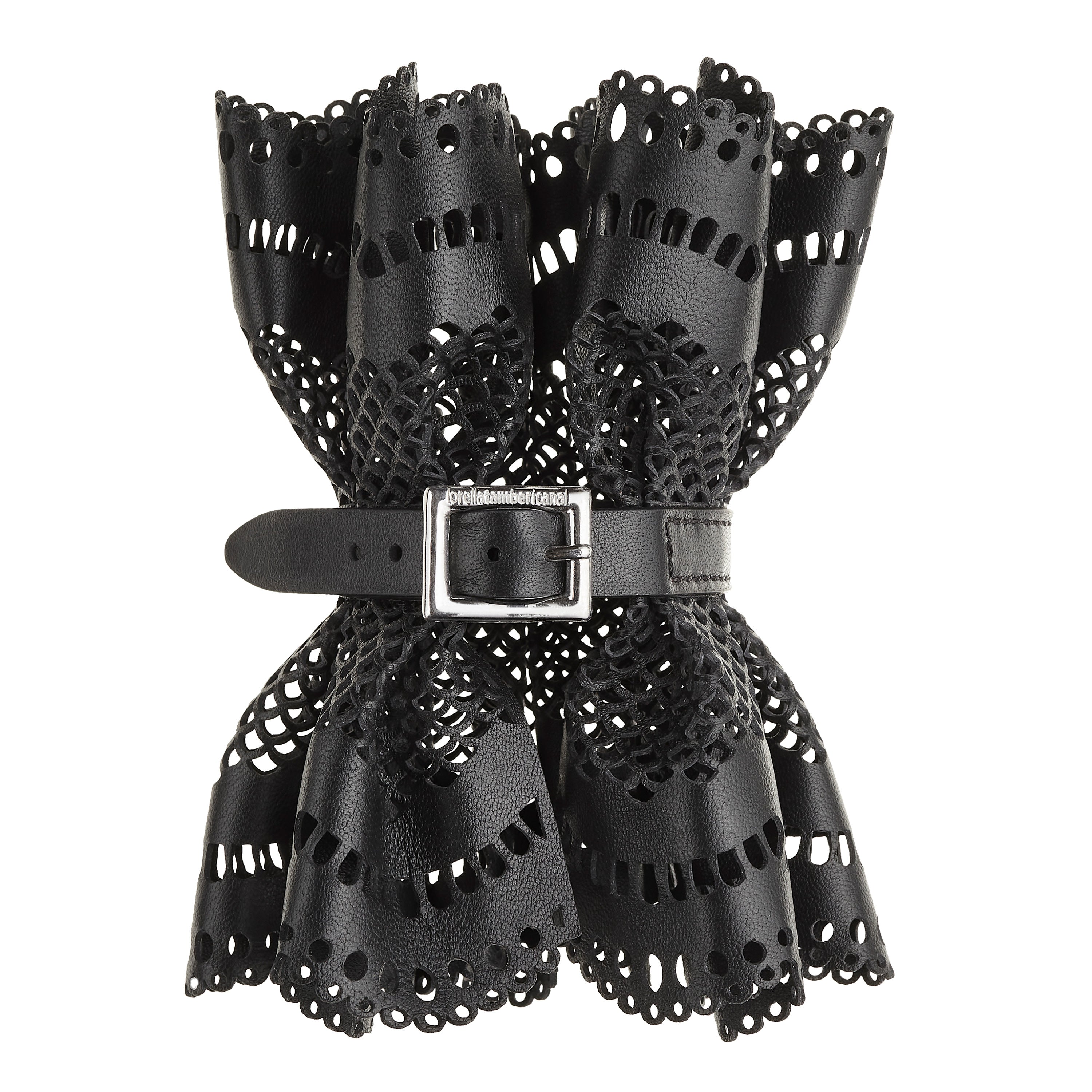 Cuff Victoria in pelle nera con fibbia