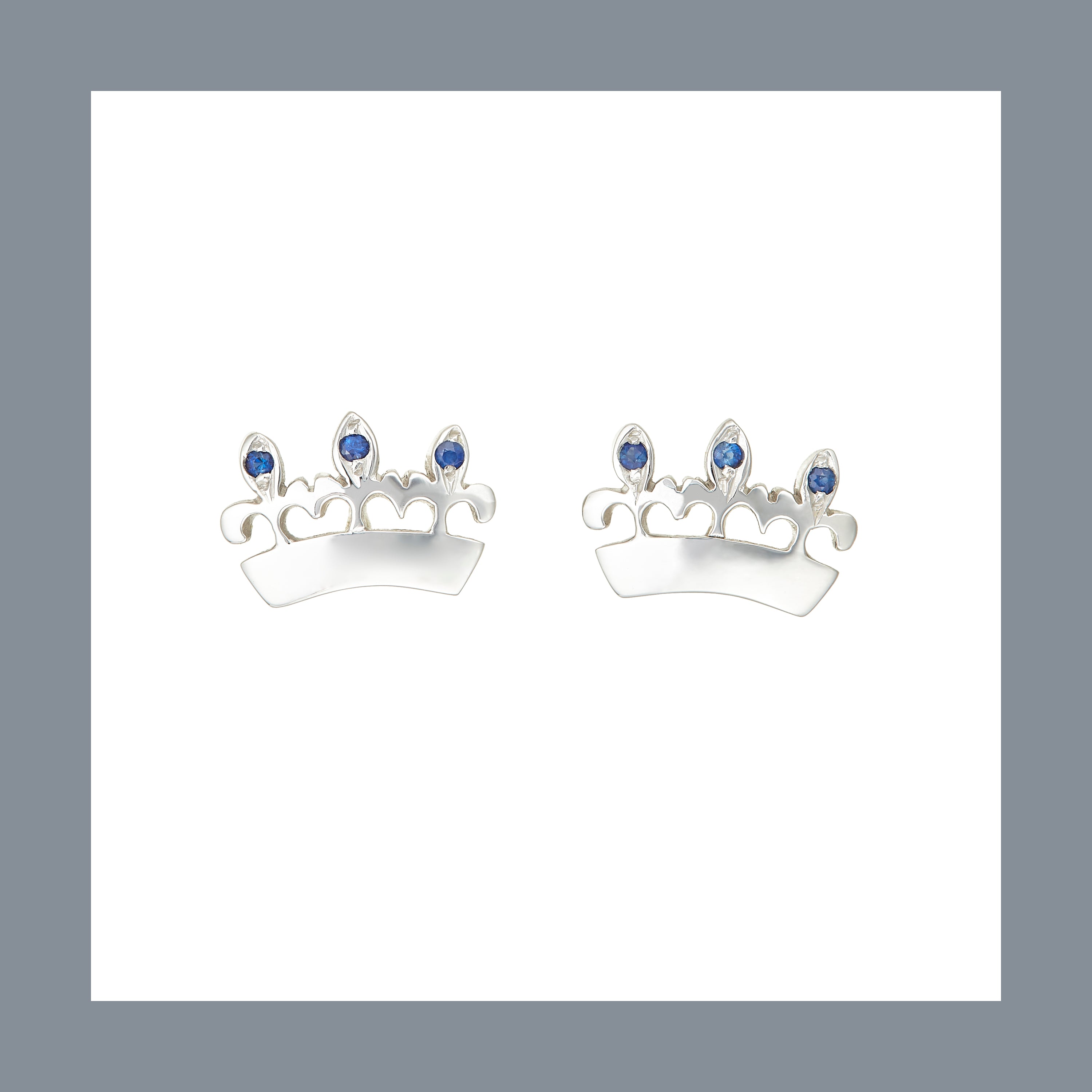 Bee Queen Crown Earrings with sapphires