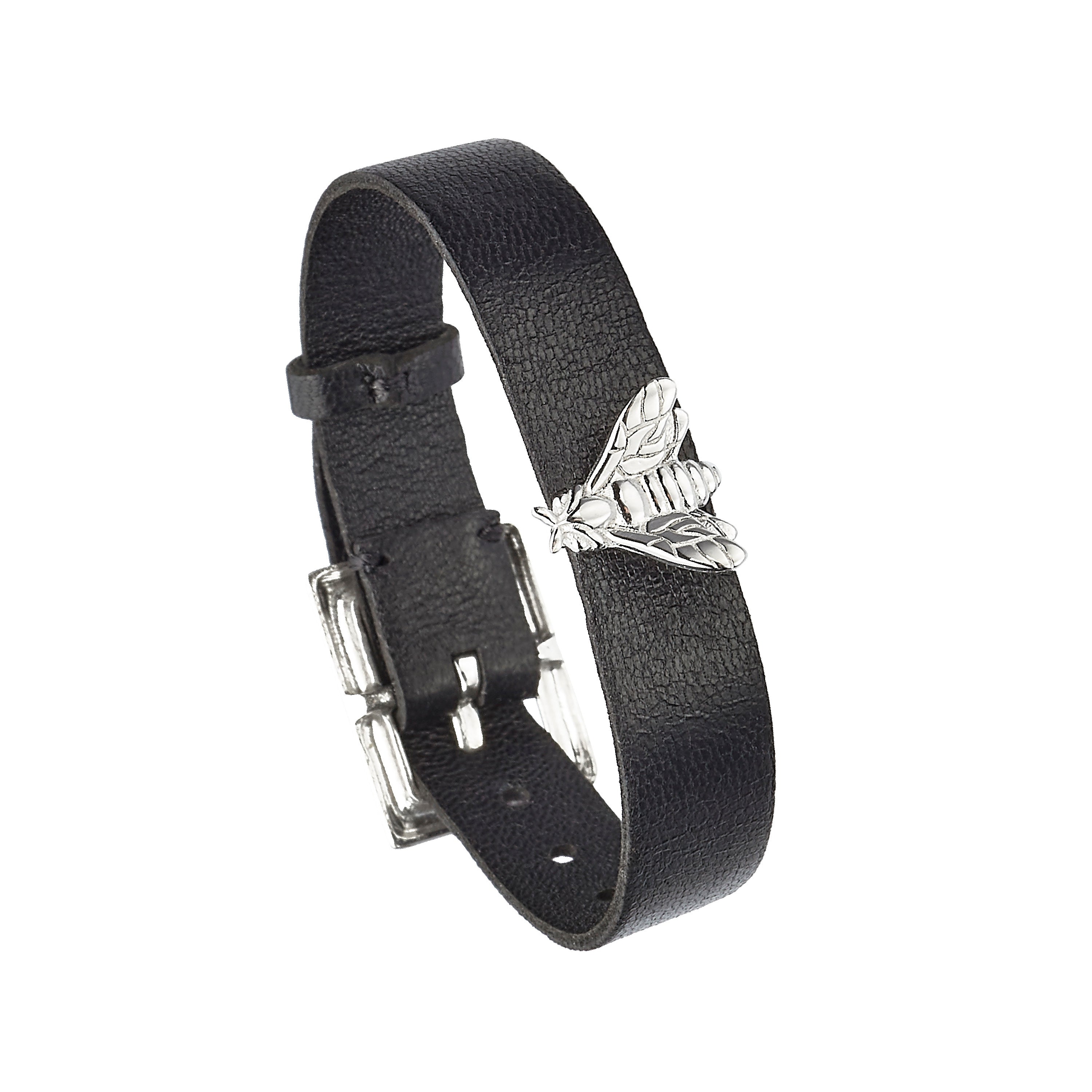 Bee Queen Single Bee Black Leather Bracelet