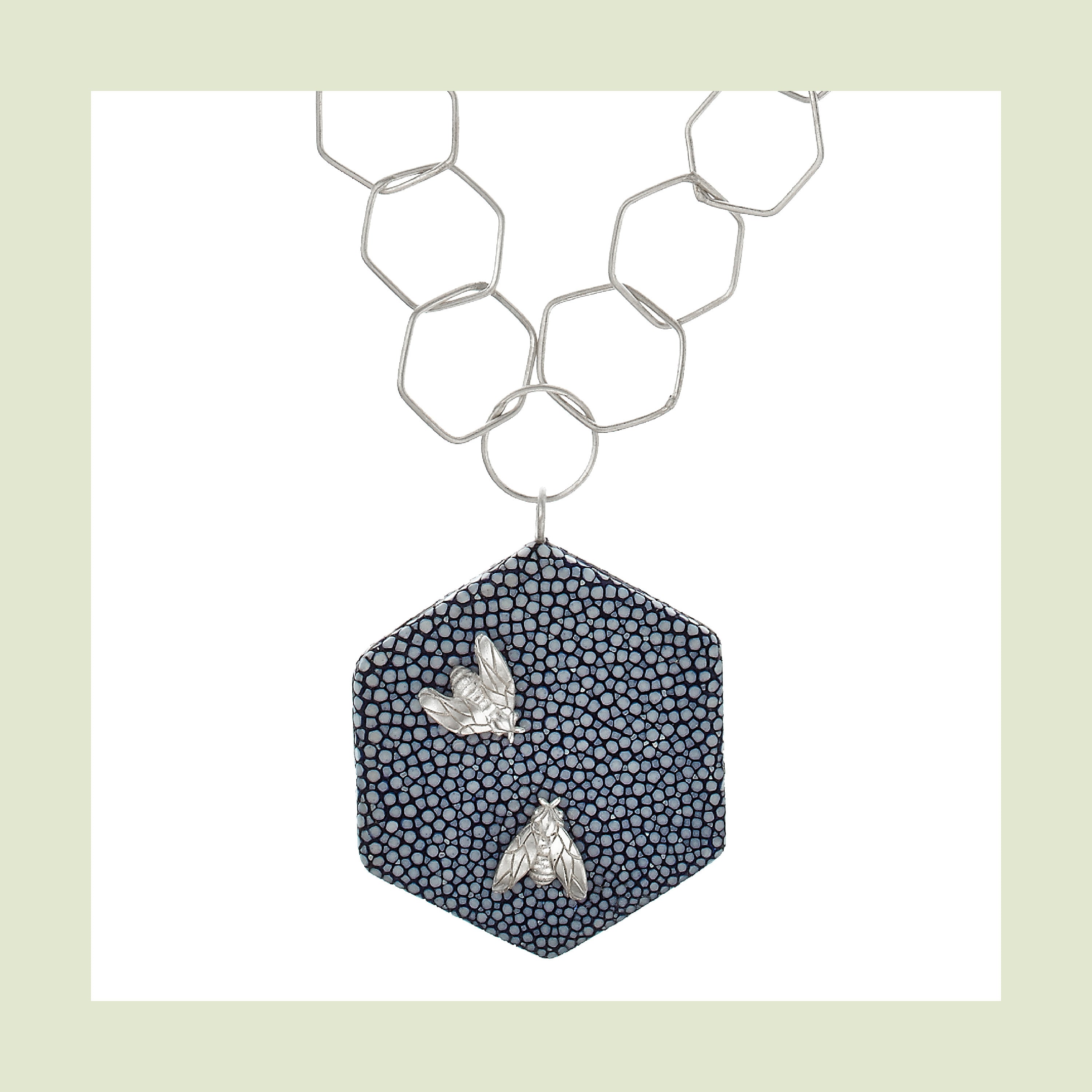 Bee Queen Large-Link Necklace with Galuchat Hexagon